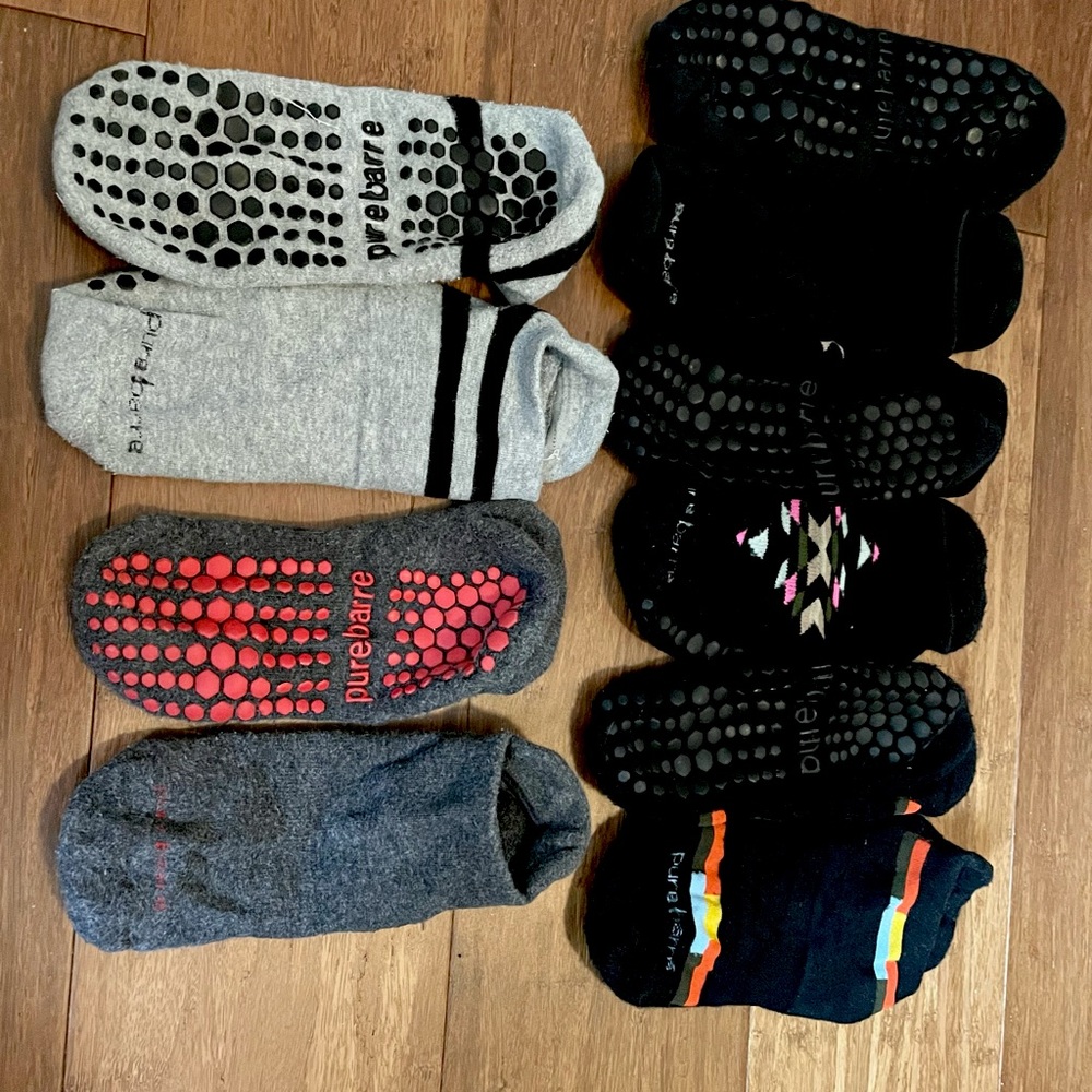 Five pairs of Pure Barre sticky socks